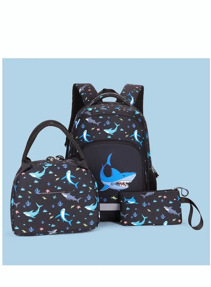 3-Piece Backpack For Kids Waterproof Lightweight With Lunch Bag Schoolbag Set