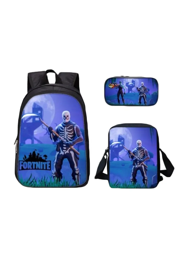 3-Piece Printed Bag Set Purple/Black/Green