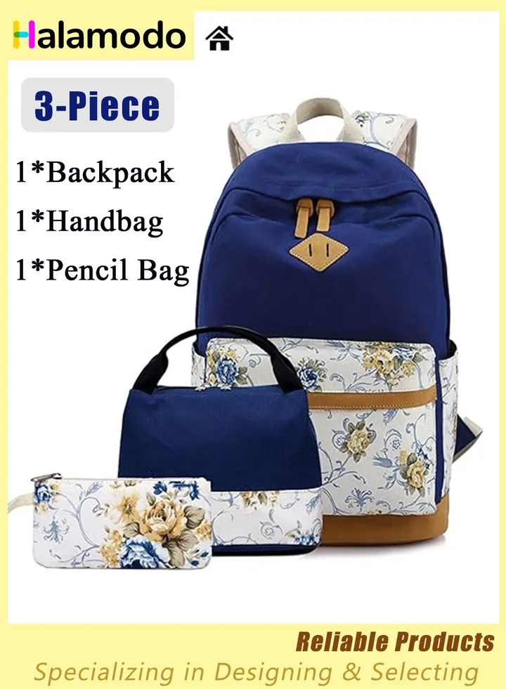 3PCS School Backpack Set, Portable Casual Daypack for Boys Girls, Students Shoulder Bag, Laptop Backpack, with Sling Crossbody Bag and Storage Bag, Book Bags, for School College Office Travel