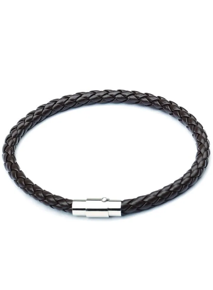 Leather Rope Woven Bracelet Brown