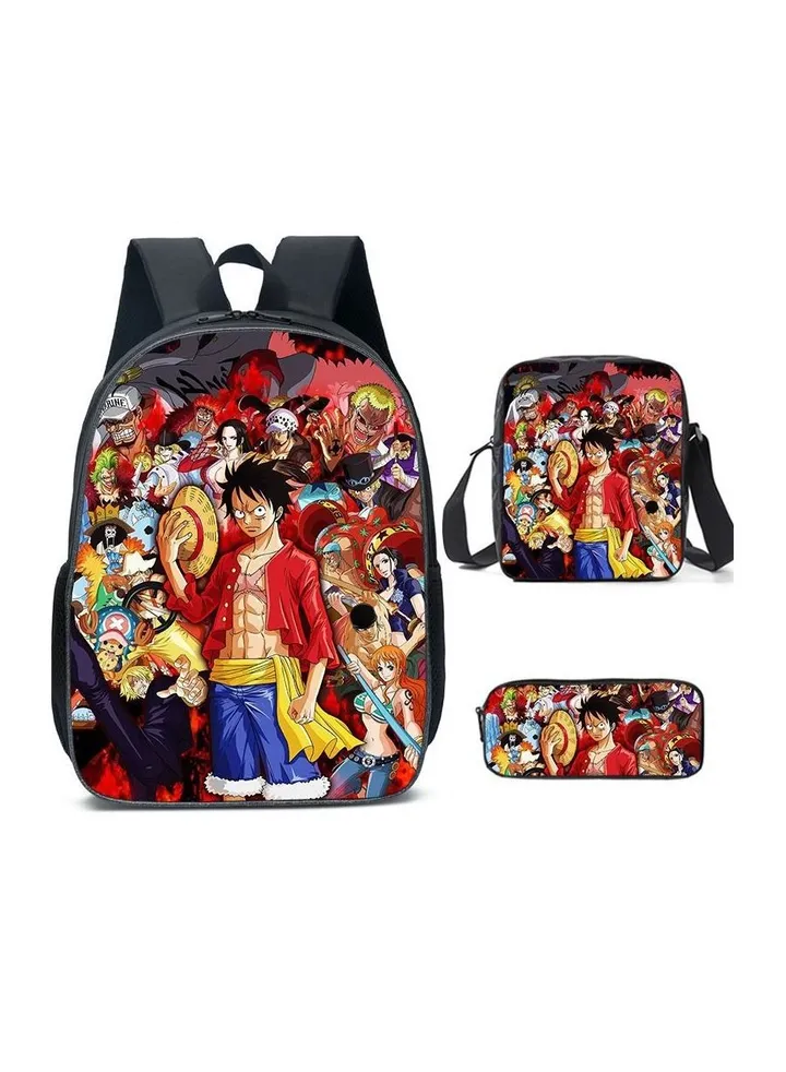 3 pcs/Set Pirate King School Bag for Boys Girls Kids Backpack Child Crossbody Satchel Pencil Case Children