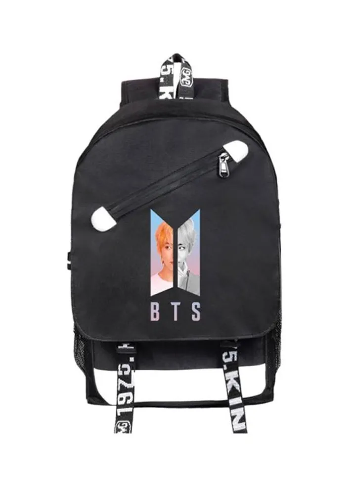 Bangtan Utility School Backpack 17.7 inches Black/White