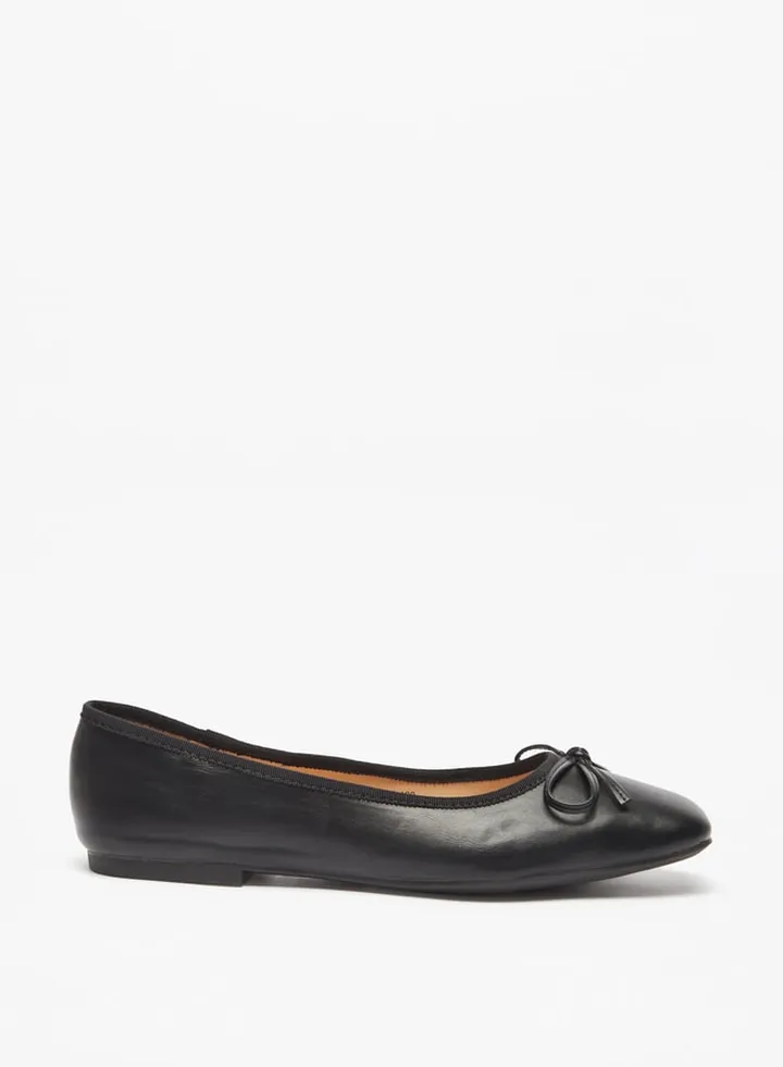 Women Bow Accented Slip On Ballerina Shoes