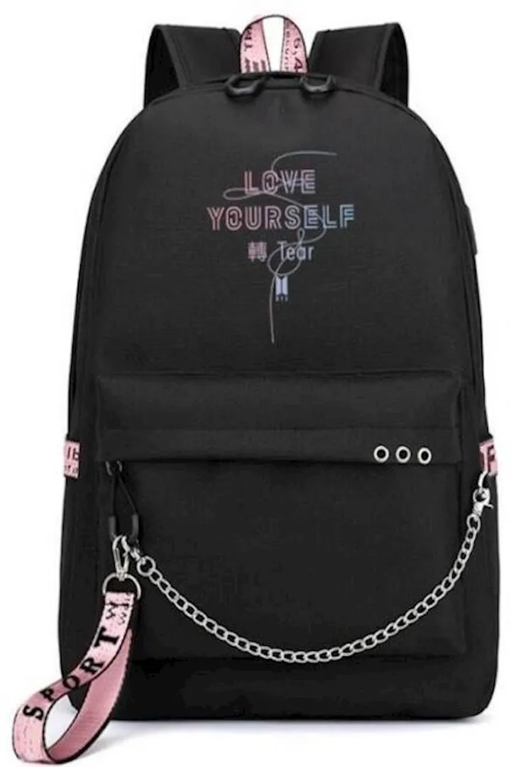 Kpop BTS Logo Backpack Black