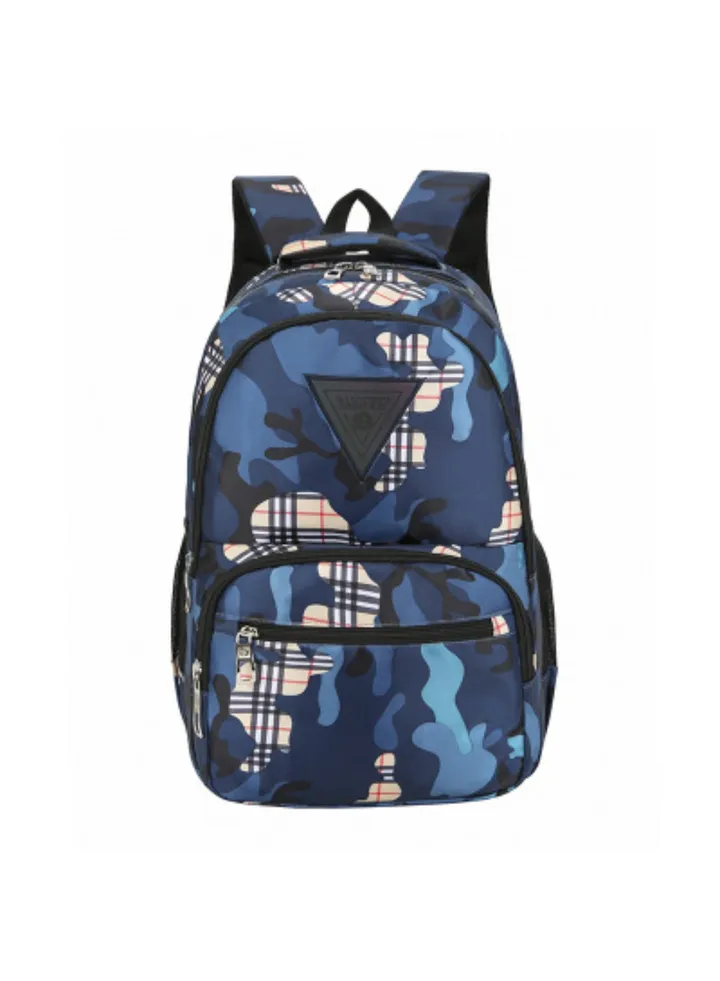 Camo Hipster Cool Student Backpacks Blue
