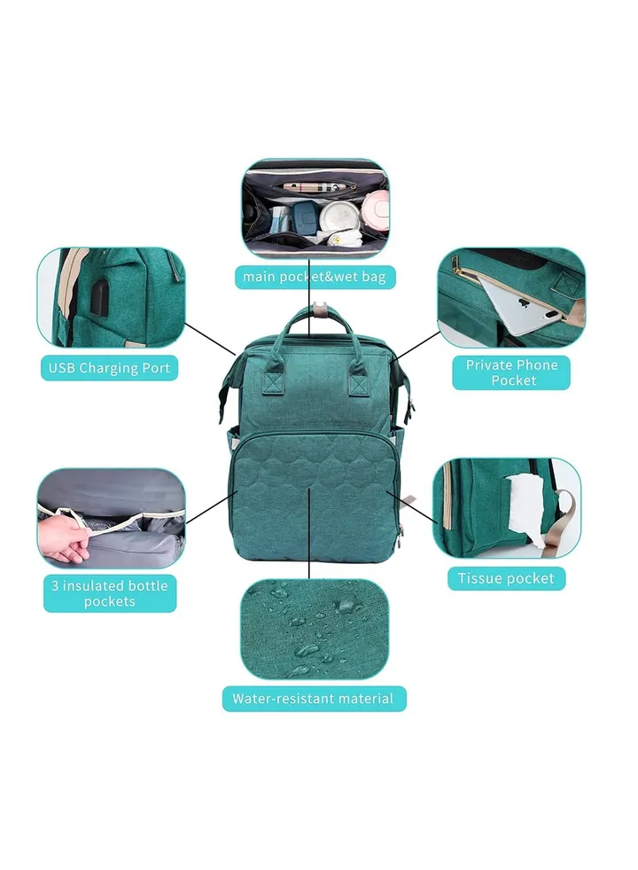 Baby Diaper Changing Backpack For Mother ,Green