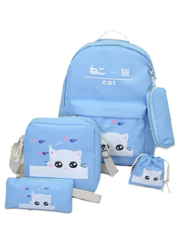 5pcs/set Women's Backpack Schoolbag, Korea Cute Schoolbag Girl Student Bag Set Canvas Rucksack Shoulder Bag Travel Canvas Bag