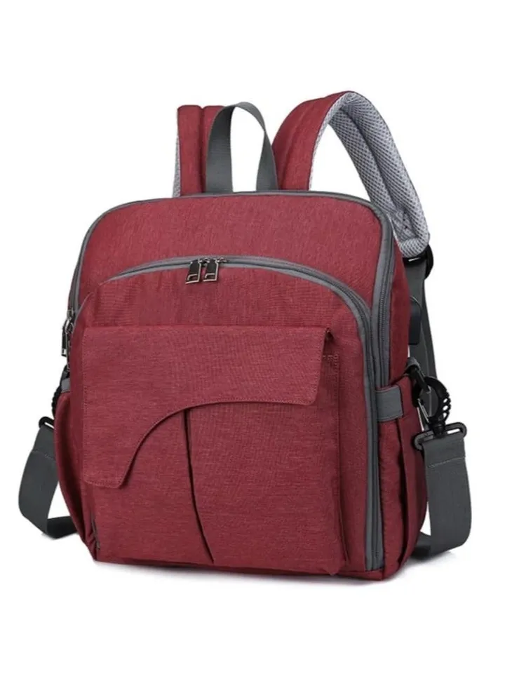 Baby Diaper Changing Backpack For Mother ,Maroon