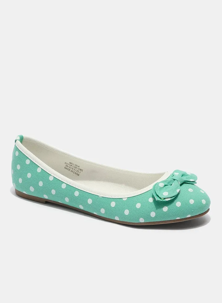 Casual Slip On Ballerina Green/White