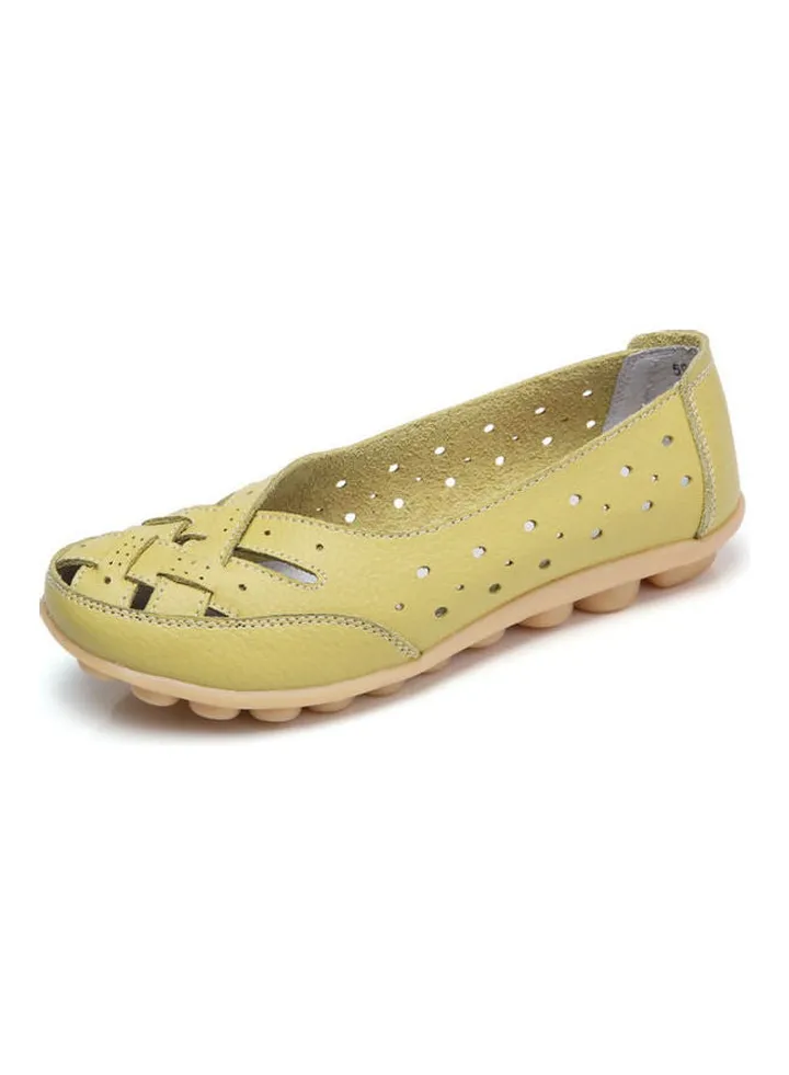 Braided Pattern Slip-On Ballerina Green