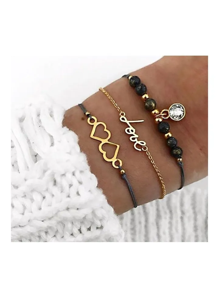 3-Piece Letter Fashion Bracelets