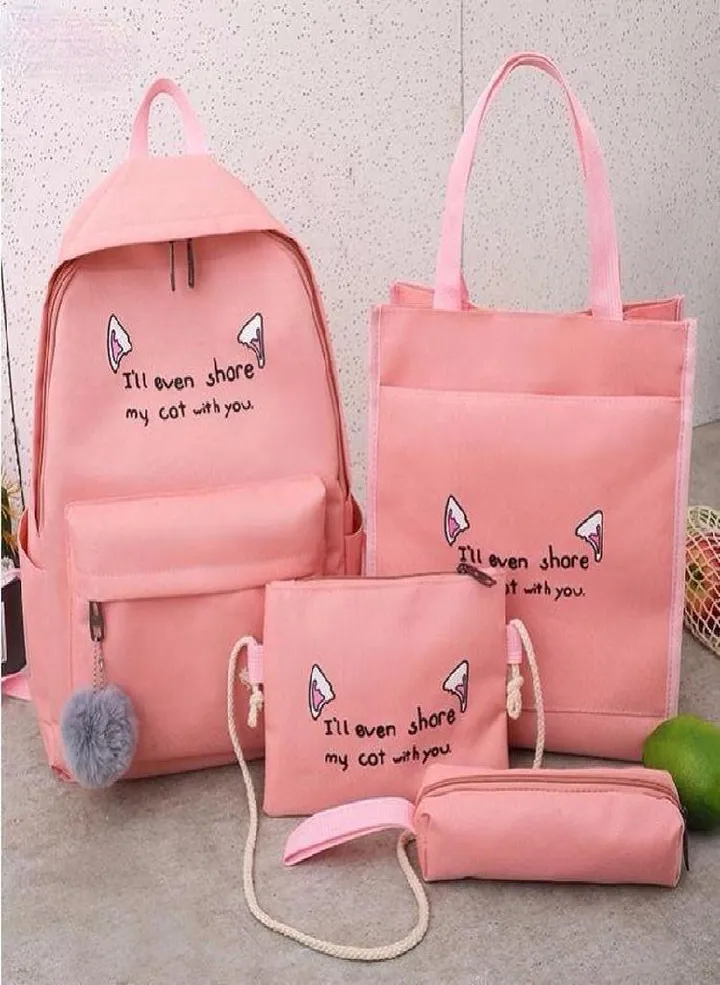 Schoolbag Korean Canvas Student Large Capacity New Four Piece Backpack Men's and Women's Backpack