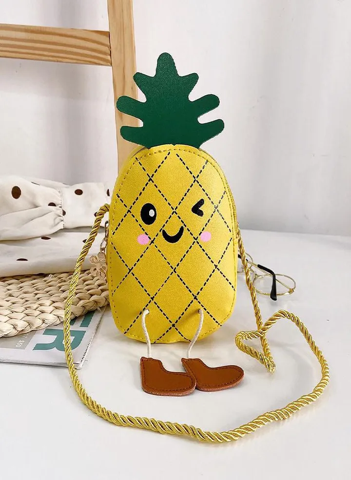 Sagit Kids Children Girls Cute Cartoon Pineapple Messenger Crossbody Bag Shoulder Bags