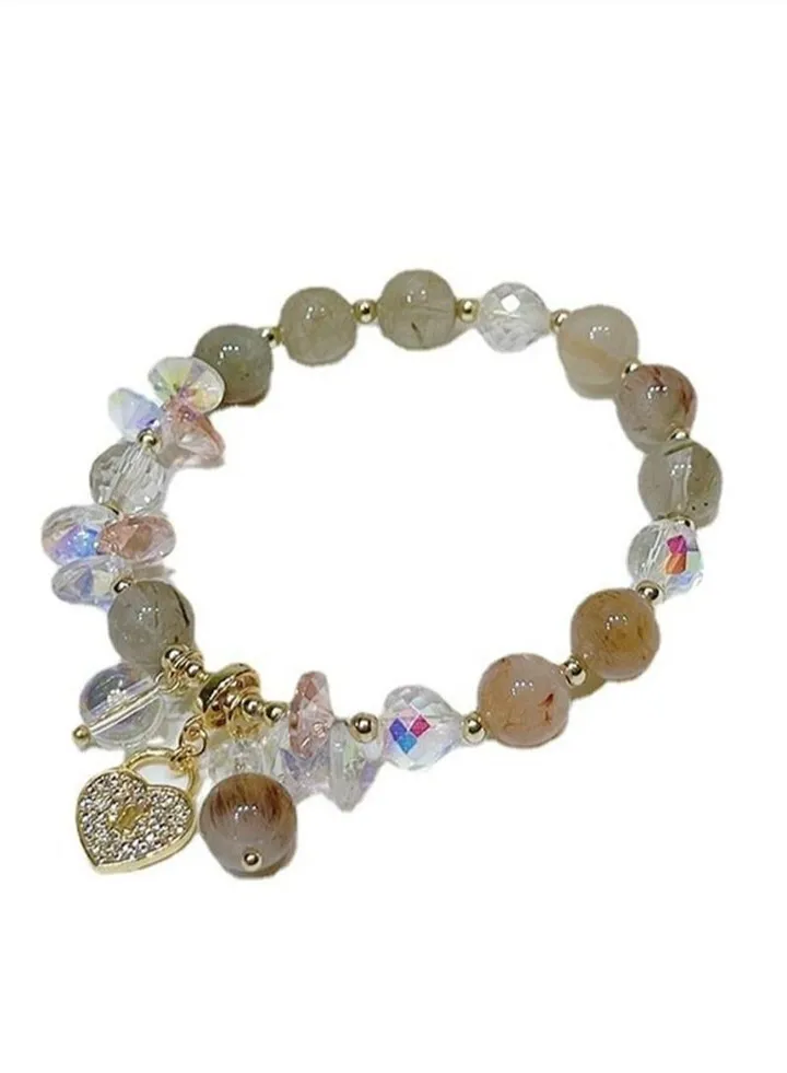 Yellow hair crystal love lock bracelet