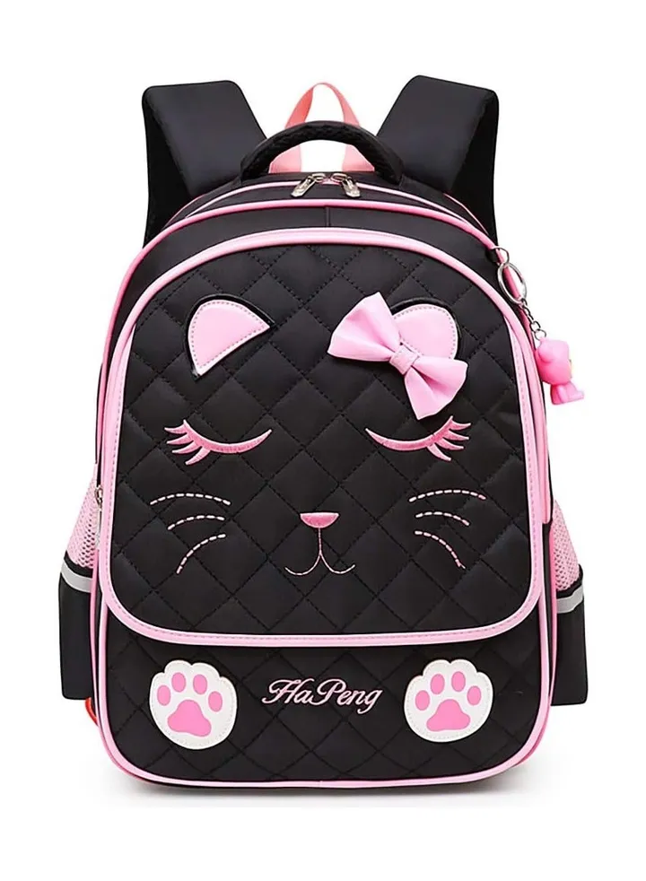 Cat Black School Bag for Girls 8-16 Years Old, Cute Elementary School Bags Children's School Bags