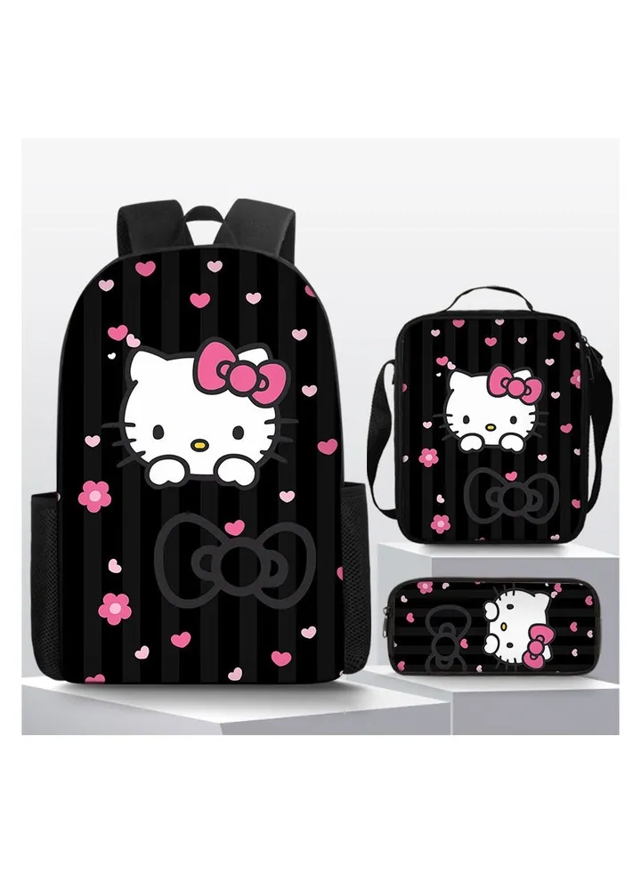 Kawaii Backpack Set Pink Girls Rucksack School Bag Cute Fashion Backpack with Insulated Lunch Bag Tote and Pencil Case