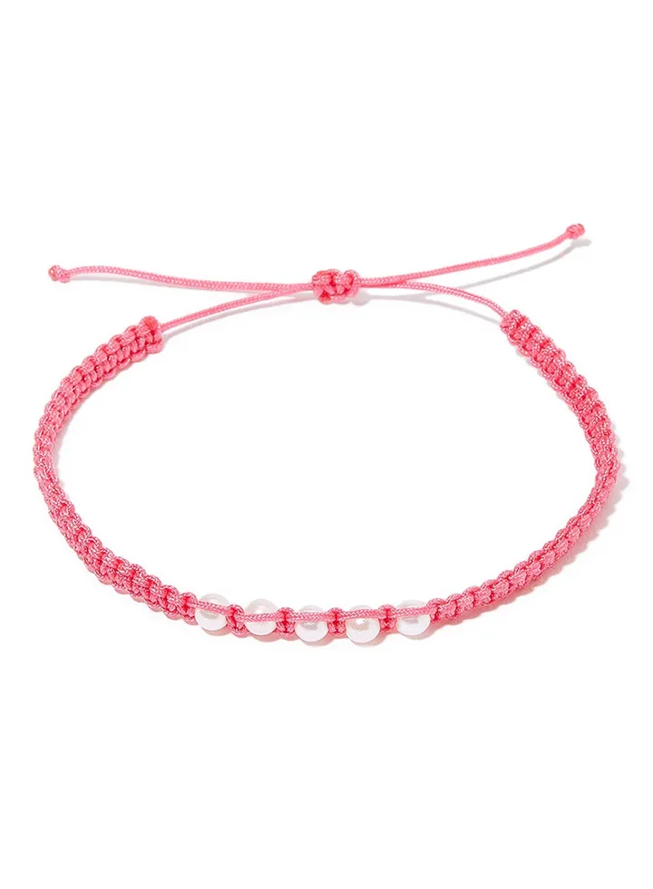 Colored Threads and Beads Bracelet