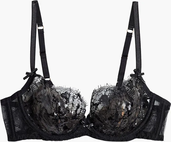Deziree coated lace and tulle underwired bra