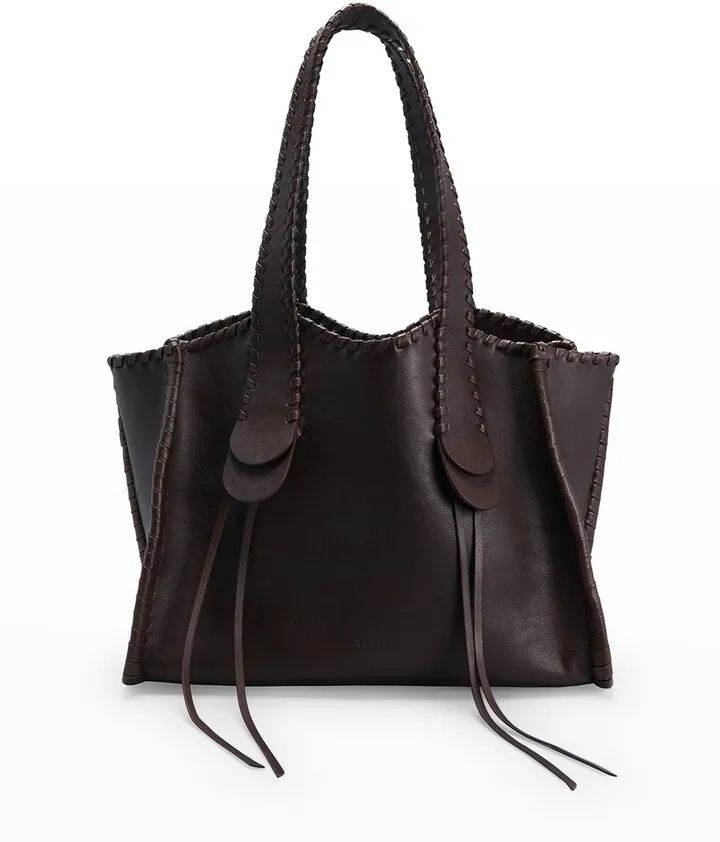 Mony Large Whipstitch Leather Tote Bag