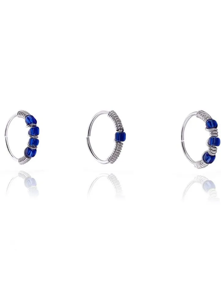 set of 3 blue hoop piercing for sterling silver925 || get your own now