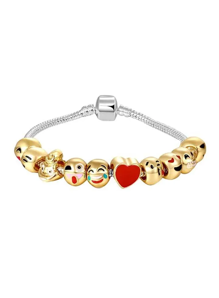 18 Karat Gold Plate Alloy Bracelet Emoji Charm