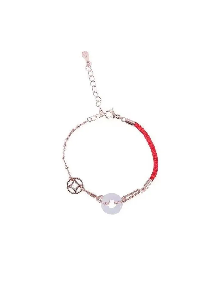 New Girls' Peace Buckle Red Rope Bracelet Braided Hand Jewellery