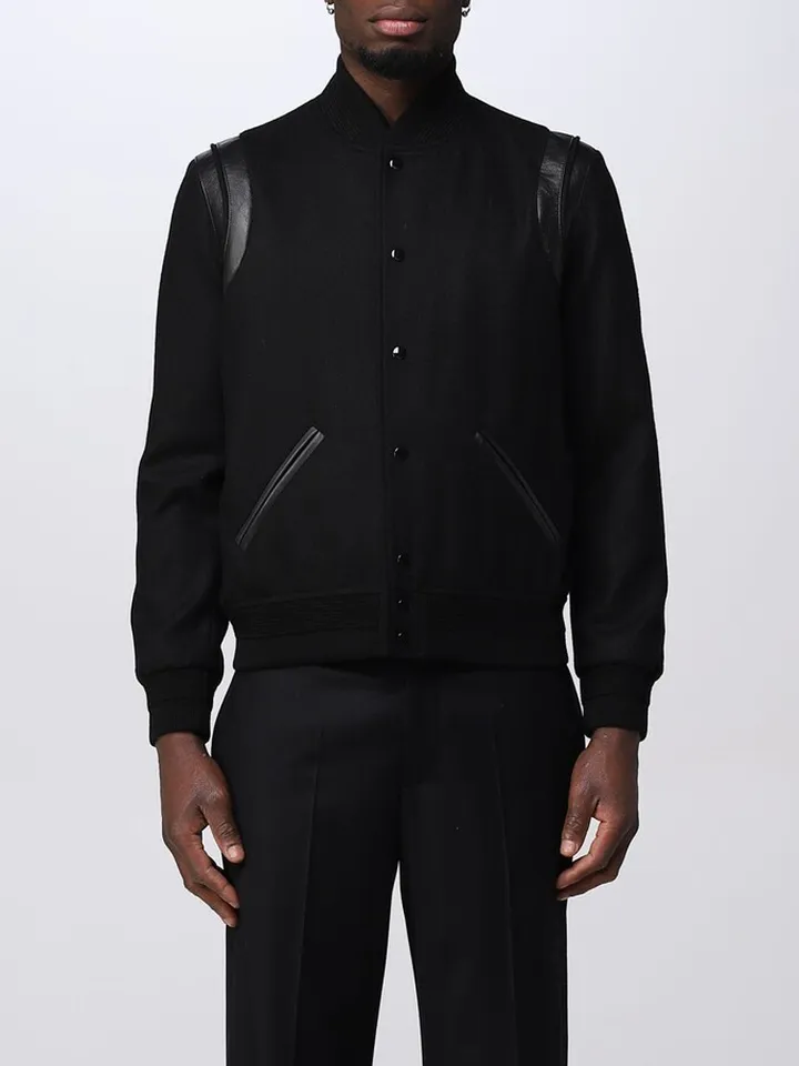 Saint Laurent Teddy wool and leather jacket