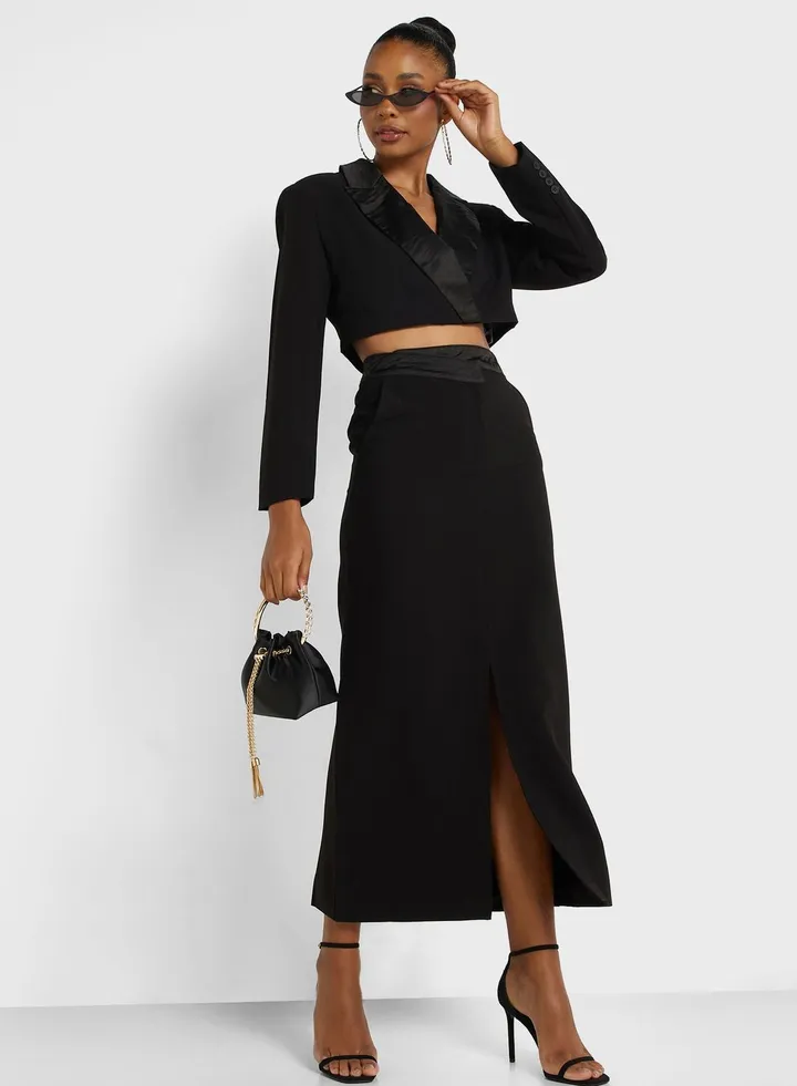 Satin Belt Band Skirt