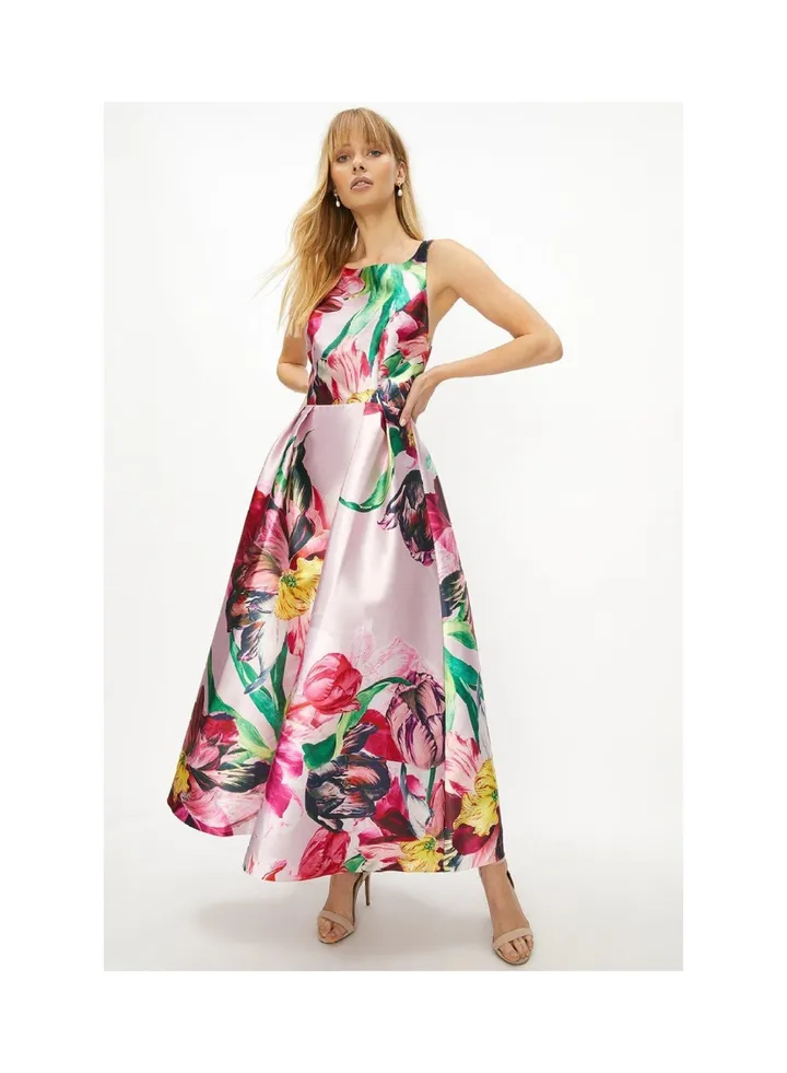 Premium Print Twill Full Skirt Midi Dress