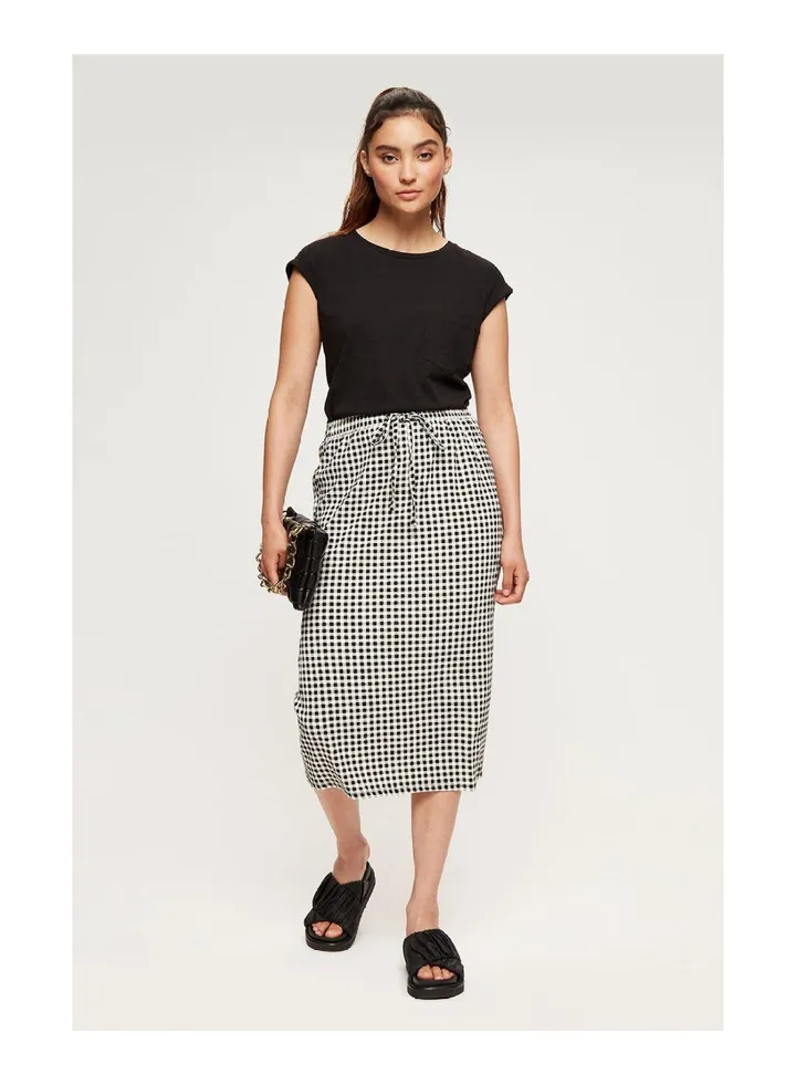 Petite Black Gingham Skirt