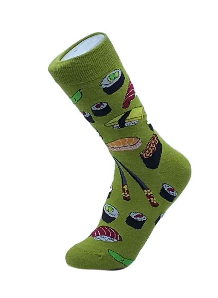 Printed Cotton Long Socks Green/Black