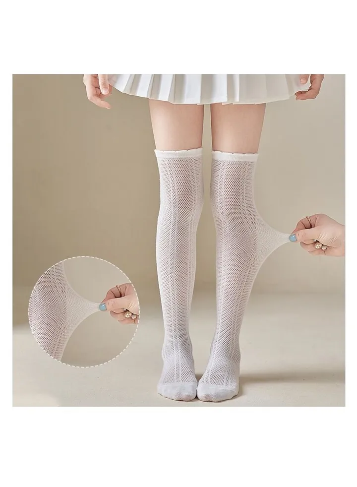 Girls' Stockings Summer and Autumn Thin over the Knee Socks Mesh Yarn Breathable High Stockings Student Socks
