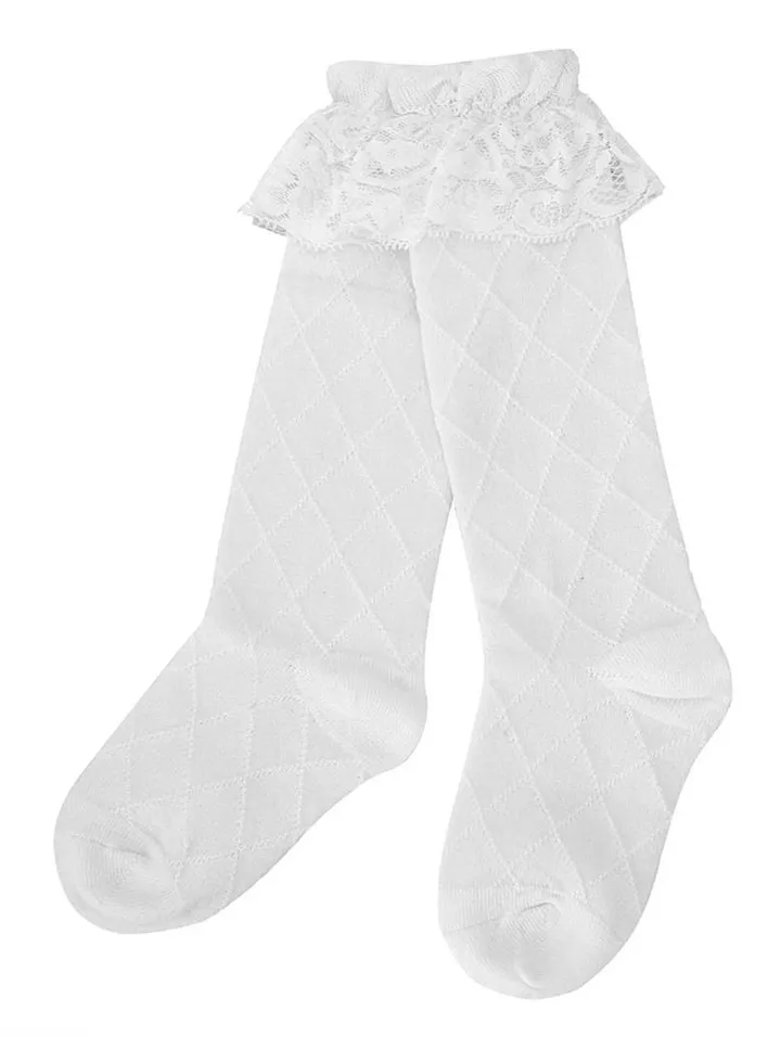 Fashion Calf Length Breathable Socks White