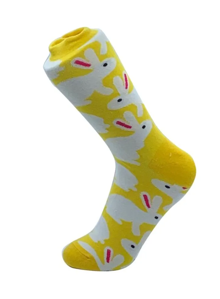 Printed Cotton Socks Yellow/White/Red