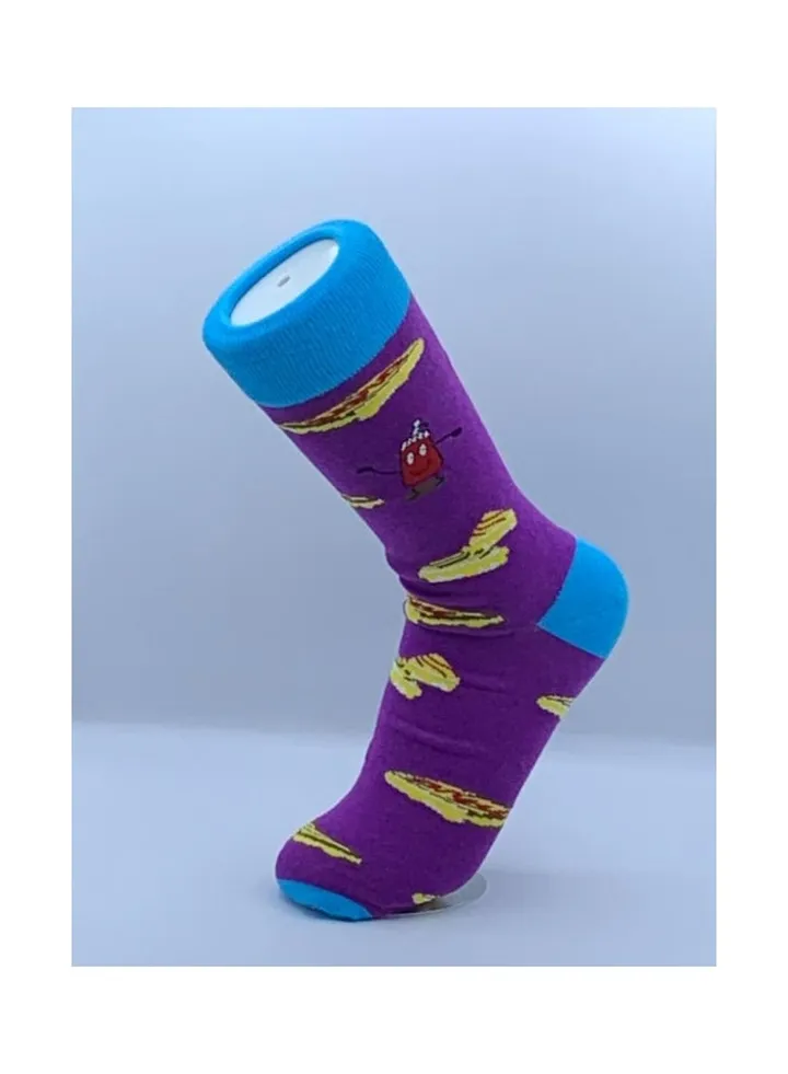 Pair Of Cotton Long Socks Purple/Blue/Yellow