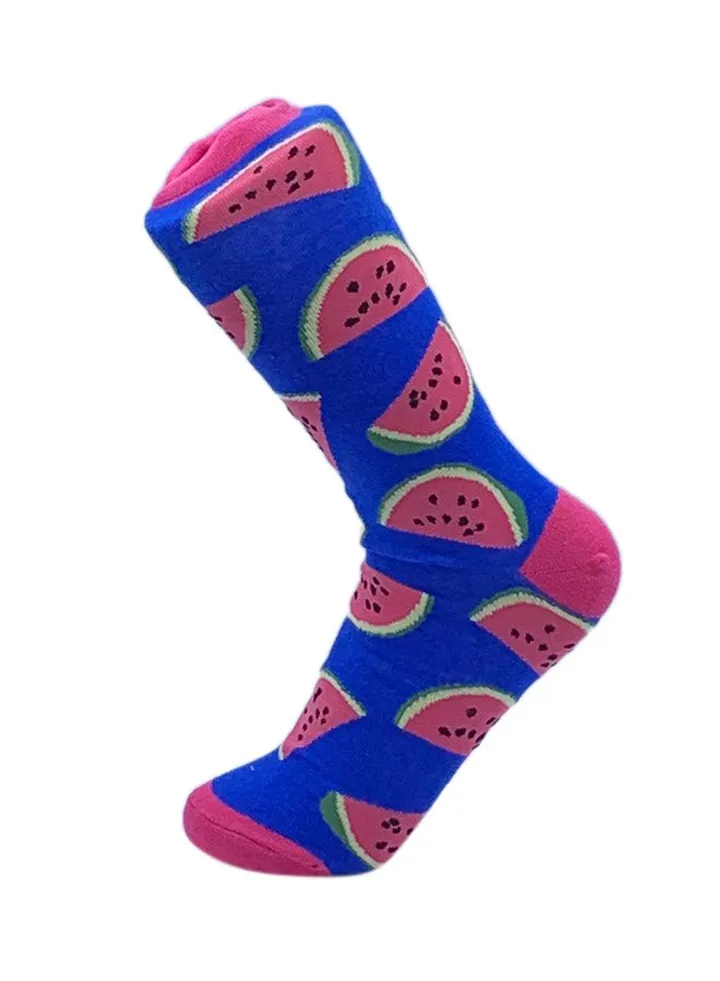 Printed Cotton Long Socks blue/pink