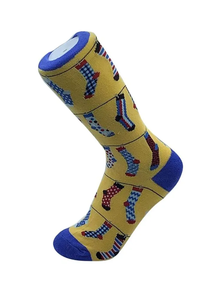 Cotton Long Socks Yellow/Blue