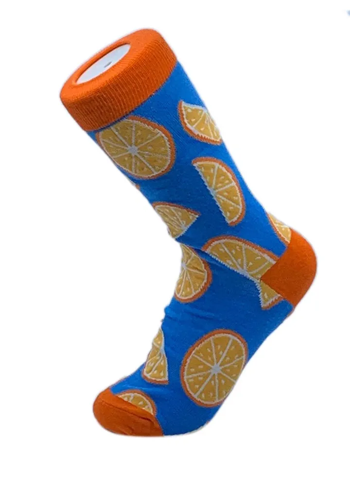 Printed Cotton Long Socks blue/orange