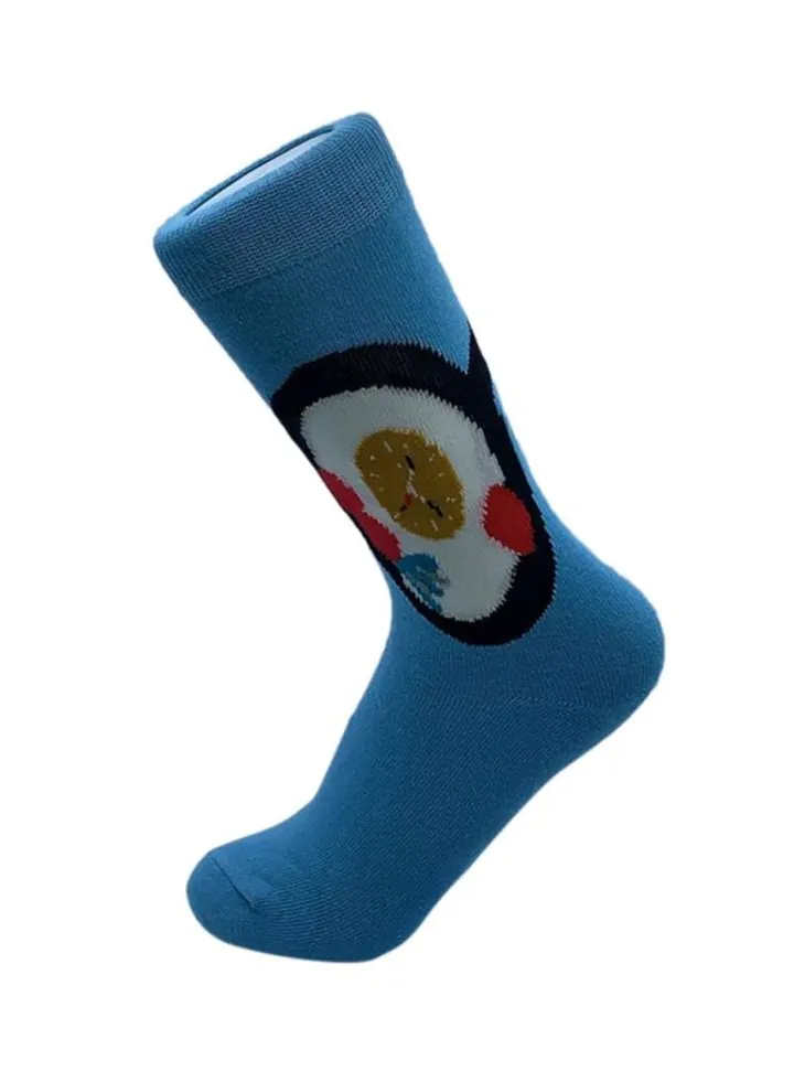Printed Cotton Socks Blue/Black/White