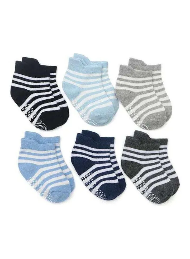 100% Cotton Antislip Socks Striped Multicolour