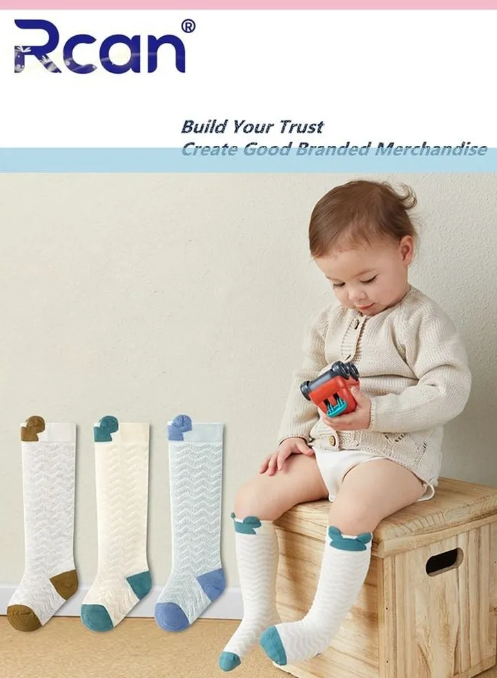 3 Pairs Baby Socks Thin Mesh Hollow Stretch Over The Knee Long Cotton Socks Set Anti Mosquito Socks for Summer for Little Baby Unisex