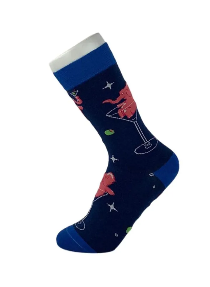 Printed Cotton Long Socks Blue/Pink
