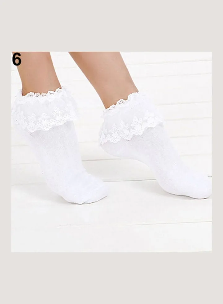 Pair Of Princess Lace Socks White