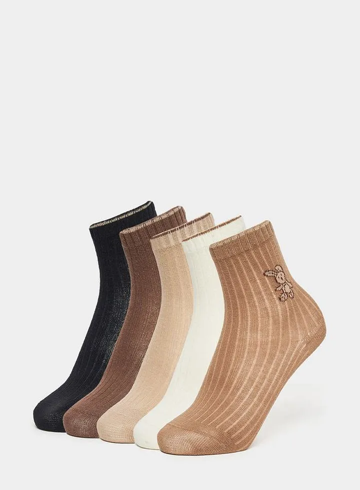 Pack Of 5 - Printed Ankle Length Cotton Socks