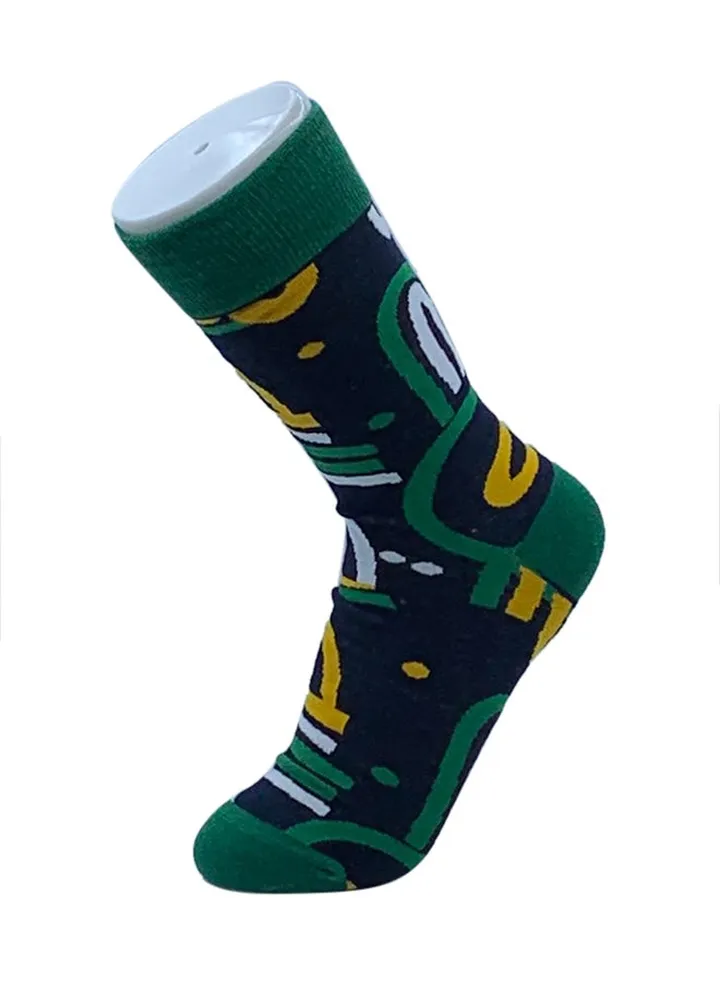 Printed Cotton Socks Green/Black