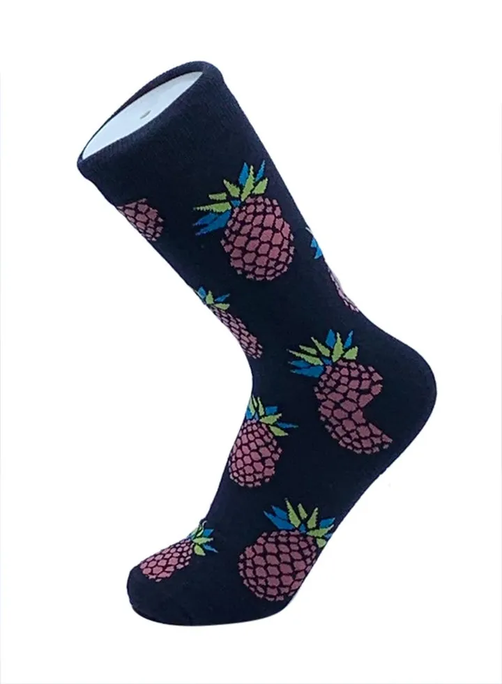 Printed Cotton Socks Black/Purple