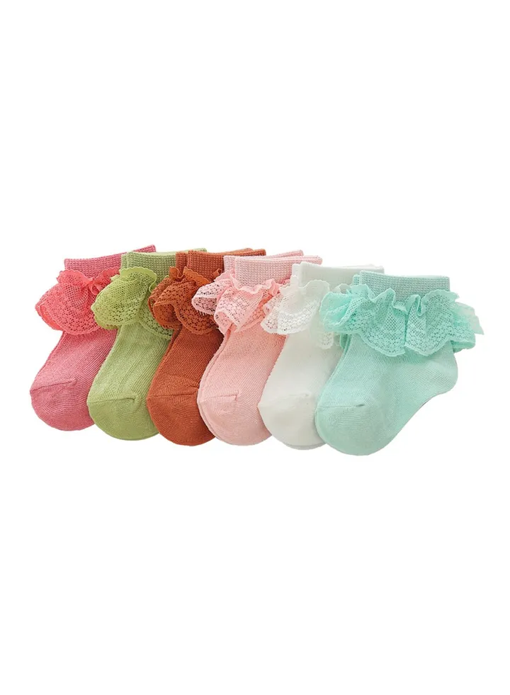 6 pairs of baby socks thin girls socks mesh children's lace socks lace princess socks