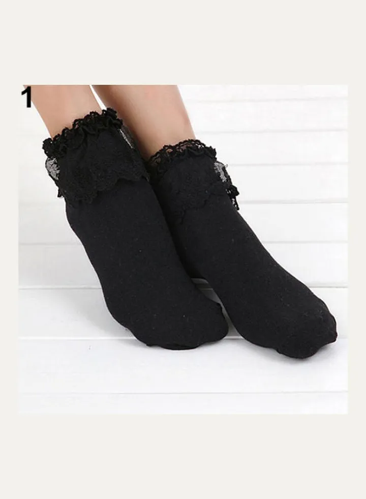 Pair Of Princess Lace Socks Black