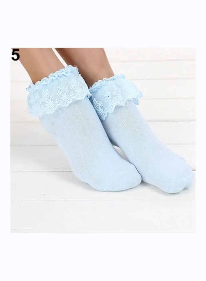 Pair Of Princess Lace Socks Sky Blue