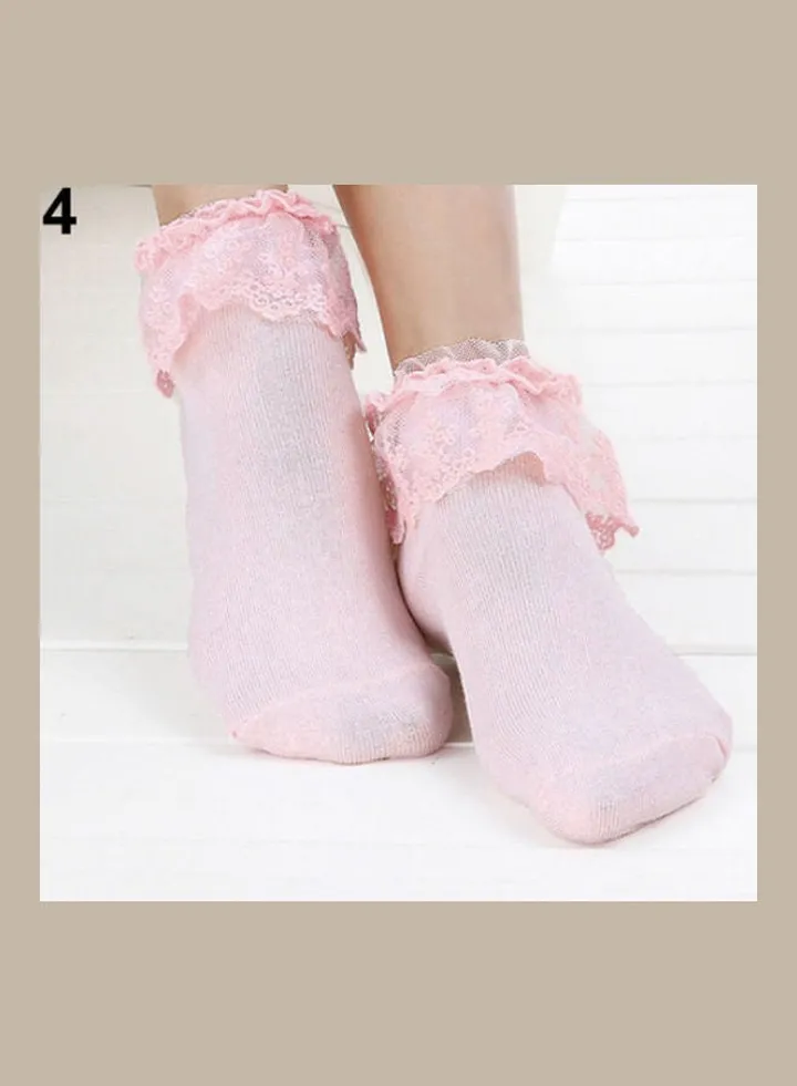 Pair Of Princess Lace Socks Pink